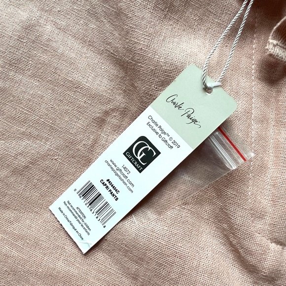 Charlie Paige Pants Linen Blend Sz XL Peach Crop Ruch Ankles Drawstring New NWT - Picture 6 of 6